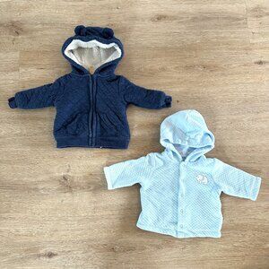 Little Me and Carters Baby Cozy Blue Hooded Jackets Set of 2, Size 3M